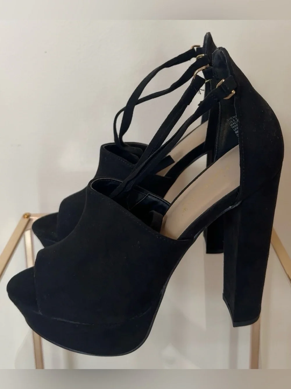 Black Suede Platform Heels